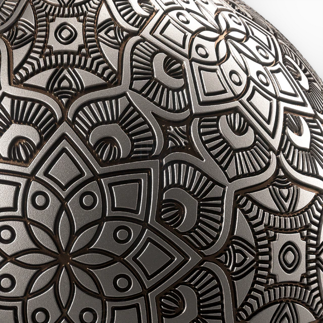 Metal Materials 18- Ornament Metal panels, Pbr 4k Seamless — Скачать