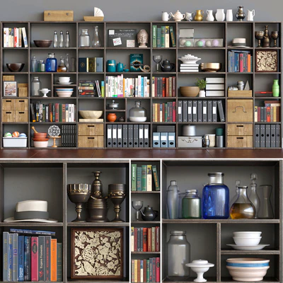 Closet with books and office supplies. Decor and books — Ver 1