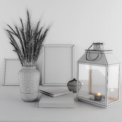 Decorative-set Blue Wheat & Lantern — Ver 3