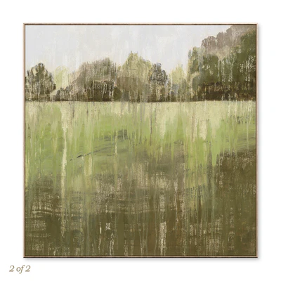 Green Accent Abstract Landscape Large Wall Art C-552 — Вид 6