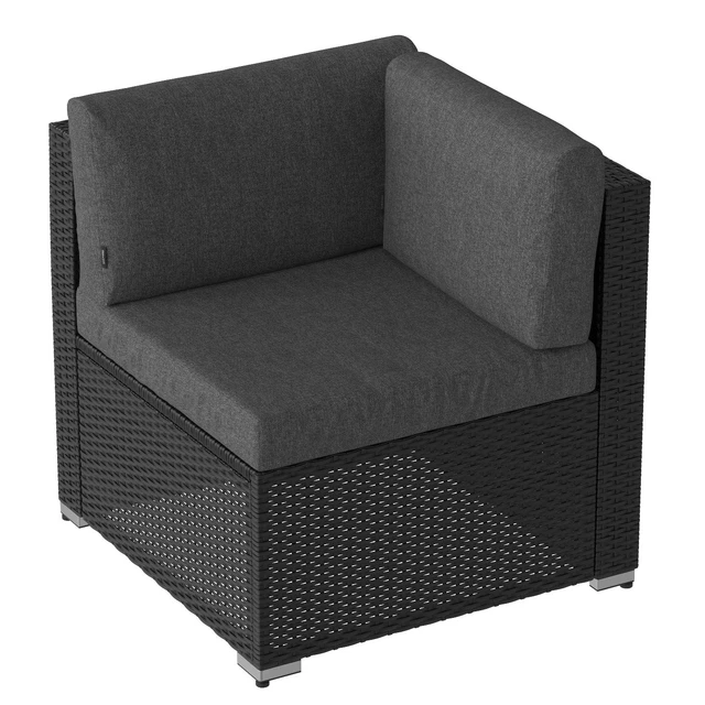 Black corner chair (wicker outdoor furniture) 02 — Descargar