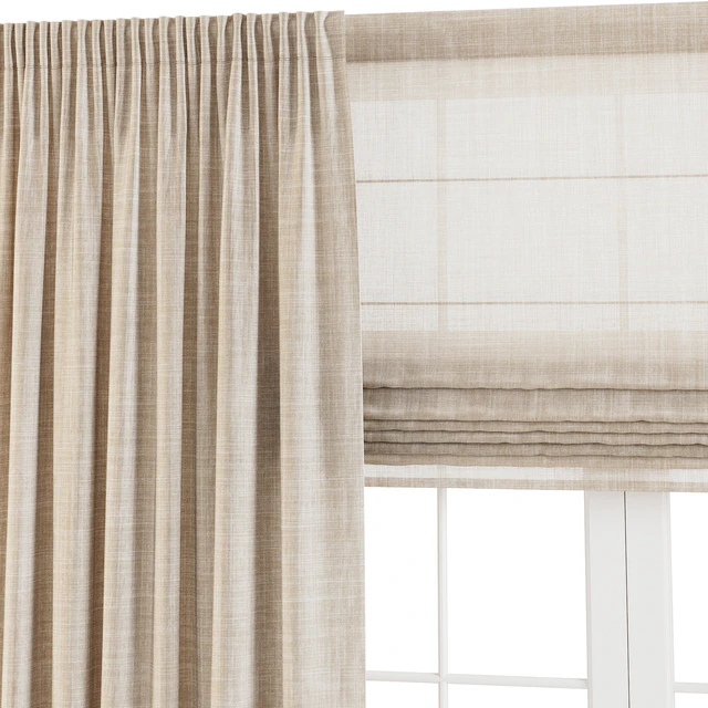 Linen Curtains with Roman Shades — Скачать