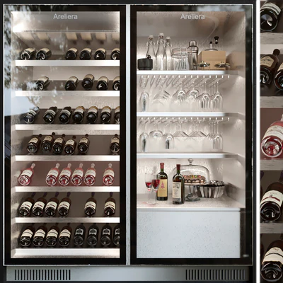 Wine cabinet with wine and crystal service. Alcohol — Ver 1