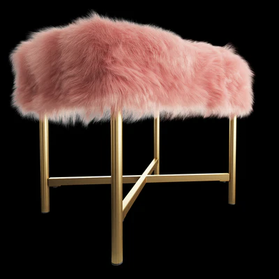 HomePop Decorative Faux Fur Square Ottoman — Ver 1