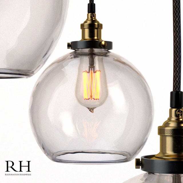 Restoration Hardware 20TH C. FACTORY FILAMENT CLEAR GLASS CAFÉ PENDANT — Descargar