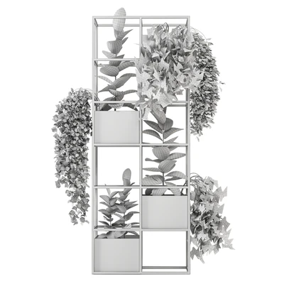 indoor plants in rusty concrete pot on metal shelf - Set 110 — Вид 6
