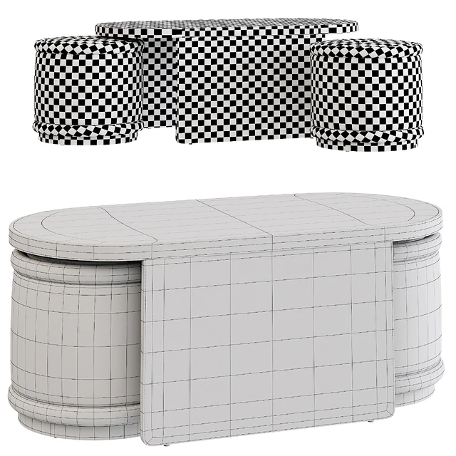 Union Oval Nesting Coffee Table with Stools — Descargar