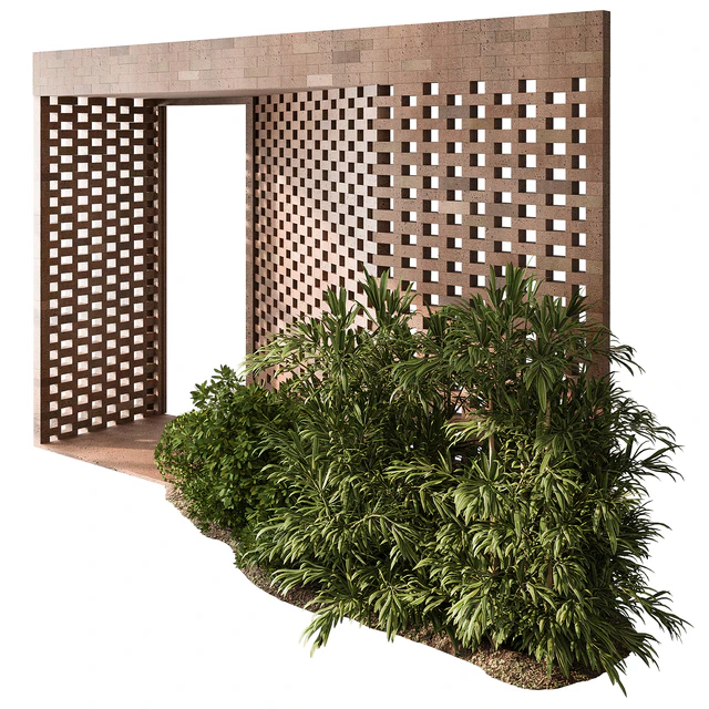 Outdoor Entrance Parametric Brick Wall - Architecture Element 54 — Скачать