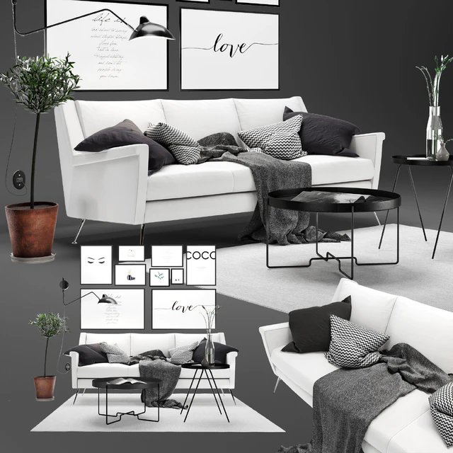 Scandinavian livig set 3. West Elm Carlo sofa — Скачать