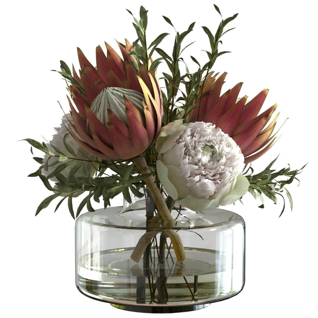 Bouquet with peonies and proteas — Descargar