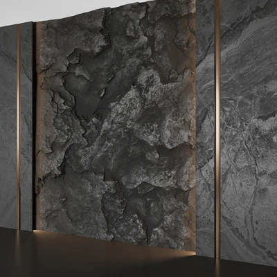 Wall panel with a black rock — Ver 3