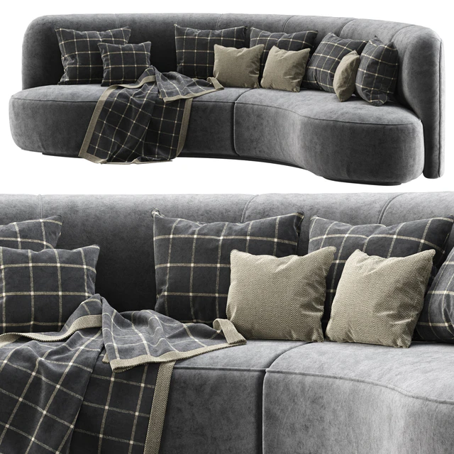 Annabel velor round sofa VS09 / Semicircular modern velor sofa — Descargar