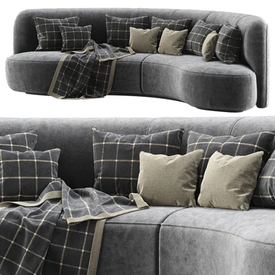 Annabel velor round sofa VS09 / Semicircular modern velor sofa — Ver 1