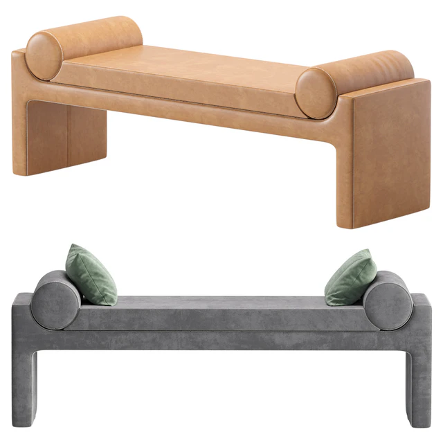 Coco Republic Bleecker Bench Velvet and Leather 8 set — Descargar