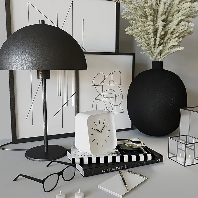 Decorative set with Black Metal Vase — Скачать