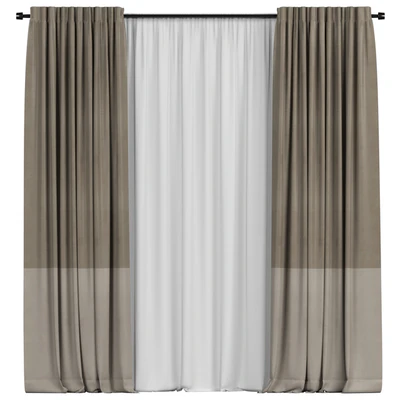 Curtains with tulle in two colors — Ver 1