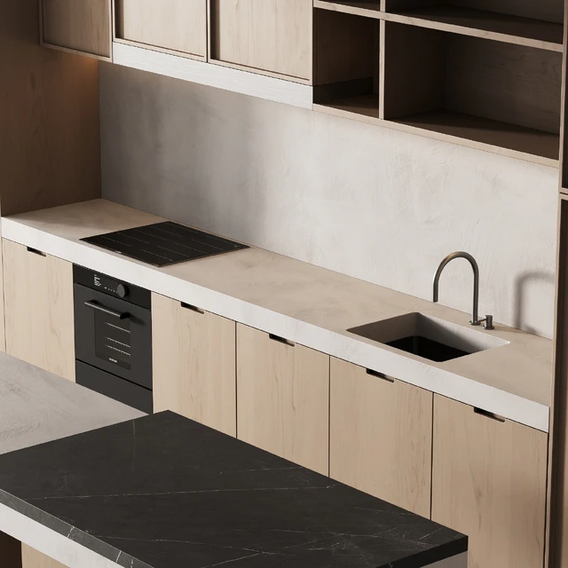497 modern kitchen 19 minimal wood japandi 02 — Скачать