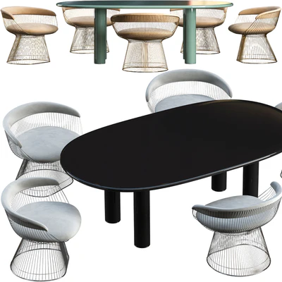 Dining table Knoll Smalto and chair Knoll Planter — Ver 4