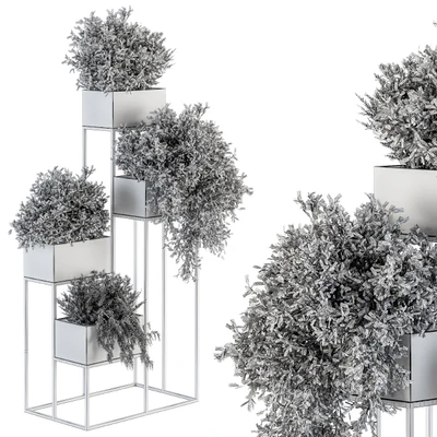 indoor Plant Set 213 - Silver Plant Stand — Ver 3