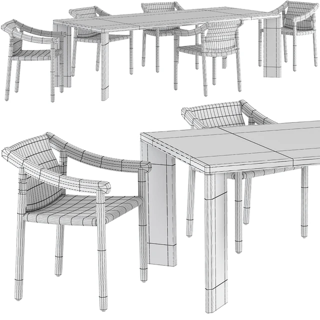 Dining table Cassina 499 Ordinal+ chair Cassina 905 — Скачать