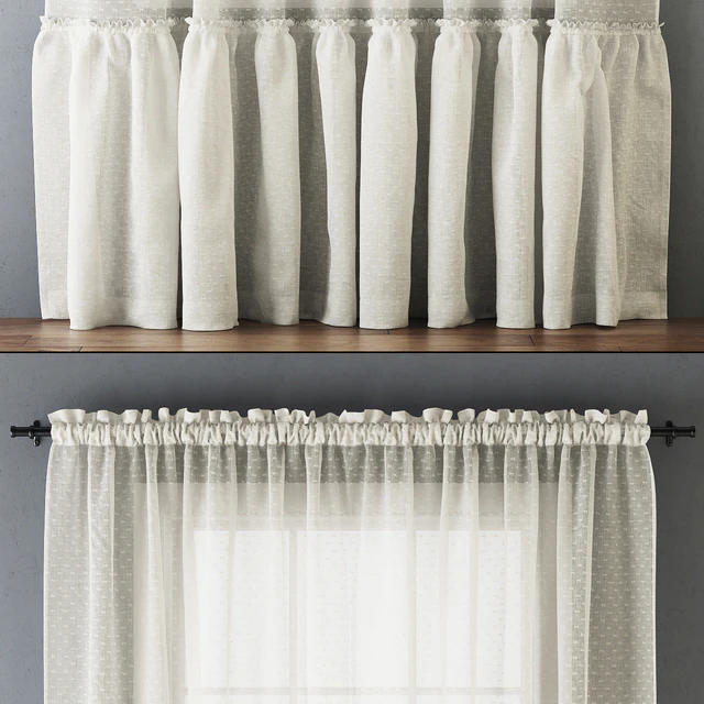 Ruffled Cotton Sheer Curtain — Скачать