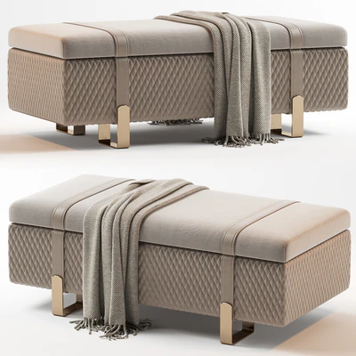 Modern Italian Designer Quilted Leather Ottoman Bench — Ver 1