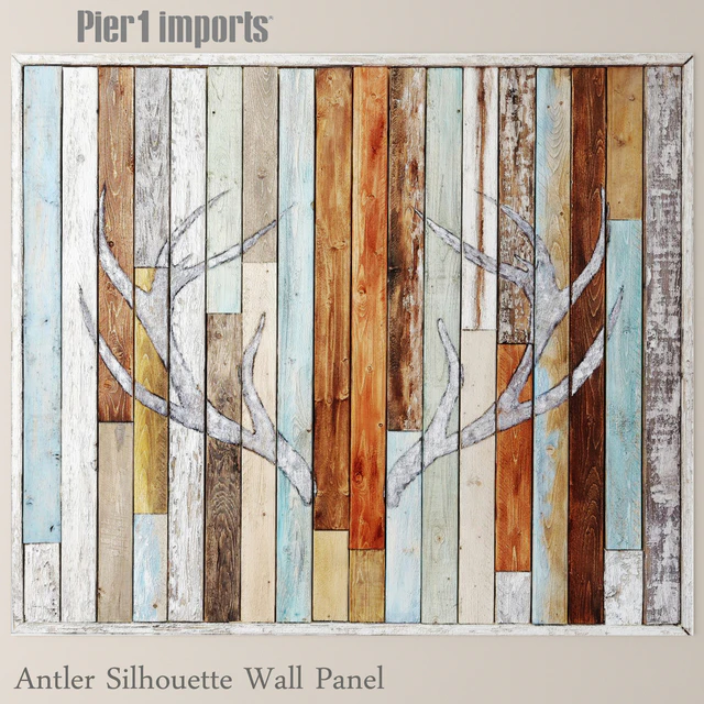 Antler Silhouette Wall Panel, картина, настенный декор, панно из досок, деревянный декор, доски, деревянная стена, панель, рейки — Скачать