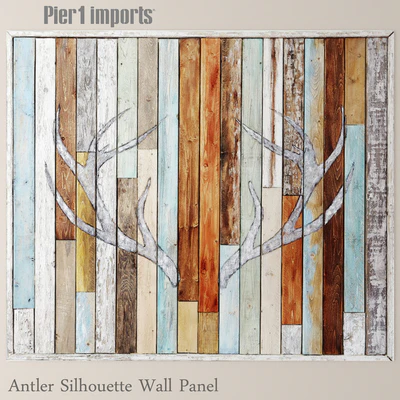 Antler Silhouette Wall Panel, картина, настенный декор, панно из досок, деревянный декор, доски, деревянная стена, панель, рейки — Вид 1