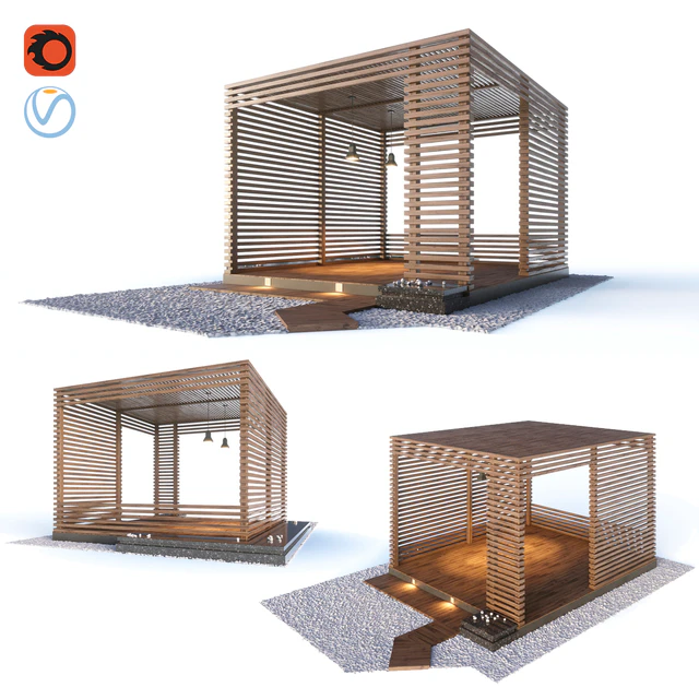 Wooden gazebo in the loft style — Descargar