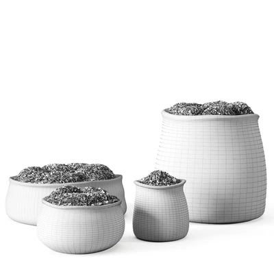 Crosshatch concrete vessel collection with moss — Ver 5