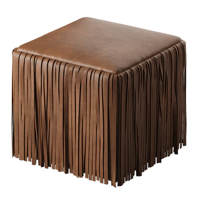 Leather pouf with fringes — Ver 3