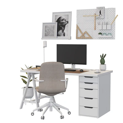Ikea office workplace white A01 — Ver 5