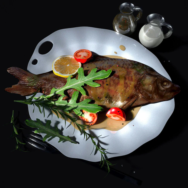 Baked fish in sauce with vegetables — Descargar