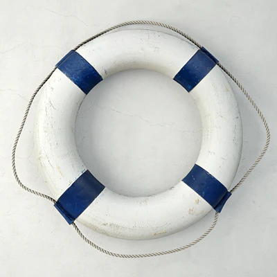 Vintage Nautical Navy Blue & White Life Preserver — Ver 1