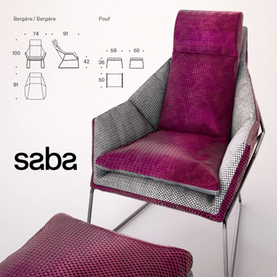 New York Bergere by Saba Italia - Armchair and Pouf — Вид 3