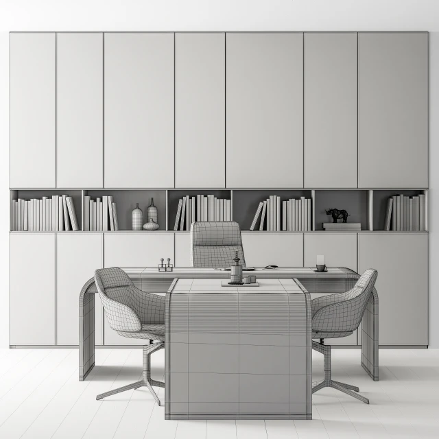 Office Furniture Boss Desk Cream  - Manager Set Table 43 — Скачать