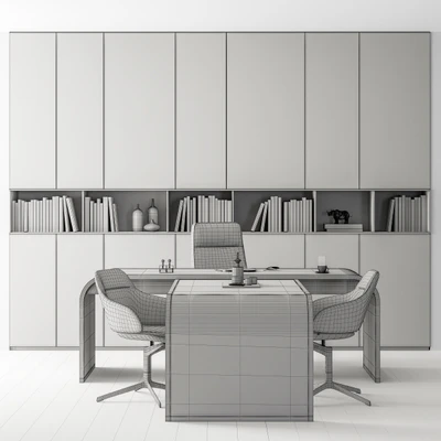 Office Furniture Boss Desk Cream  - Manager Set Table 43 — Вид 4
