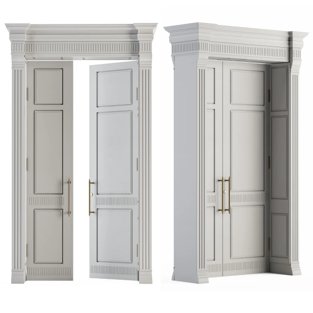 White Wooden Classic Door Set 27 — Download