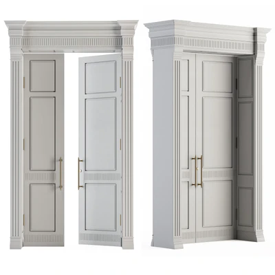 White Wooden Classic Door Set 27 — View 1