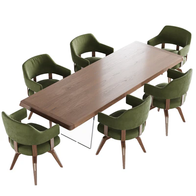 Dining set natuzzi valle chair CH19 phantom table E024 — Ver 5