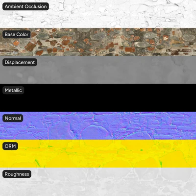 damaged layered brick and stone wall texture — Вид 4