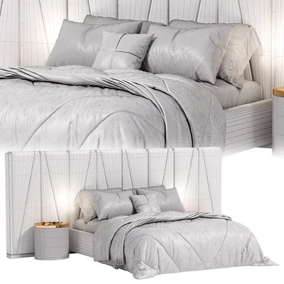 Modrest Nixa Modern White Bonded Leather & Gold Bed — Ver 4