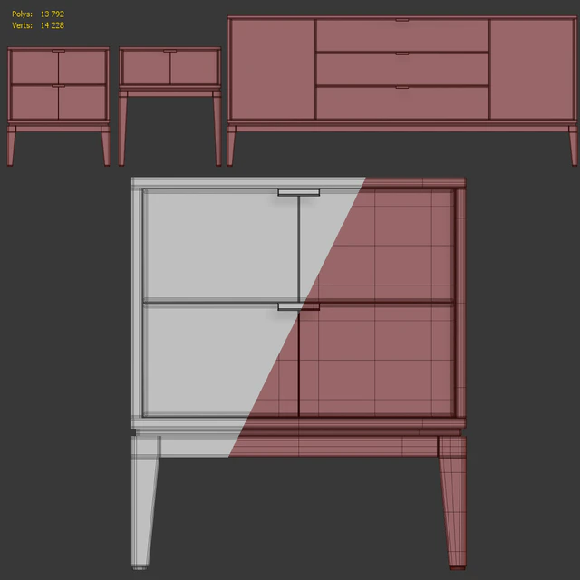 Chest of drawers and bedside table Fjord Ellipse Furniture — Descargar