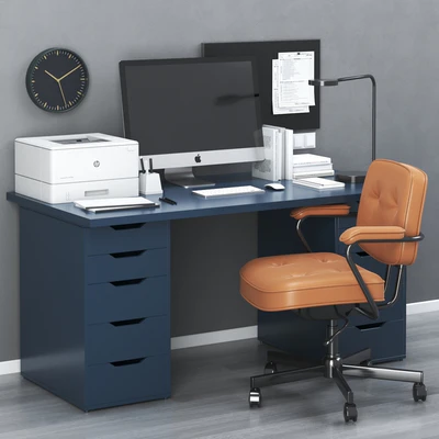 IKEA office workplace with ALEX table and ALEFJÄLL chair — Вид 3