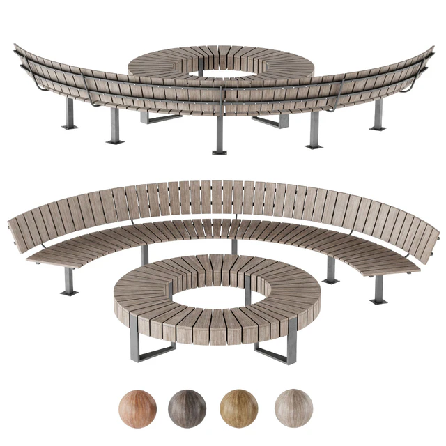 Bench Park Circle wooden — Скачать