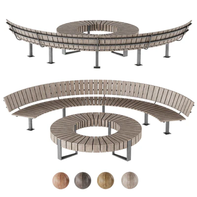 Bench Park Circle wooden — Вид 1
