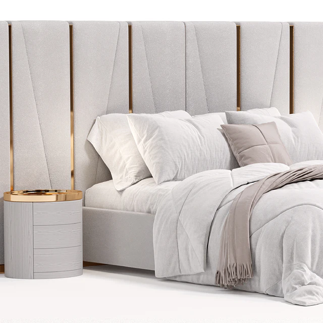 Modrest Nixa Modern White Bonded Leather & Gold Bed — Descargar