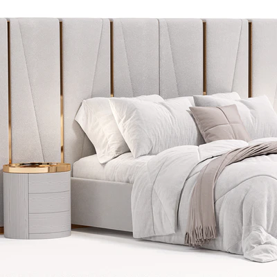 Modrest Nixa Modern White Bonded Leather & Gold Bed — Ver 5