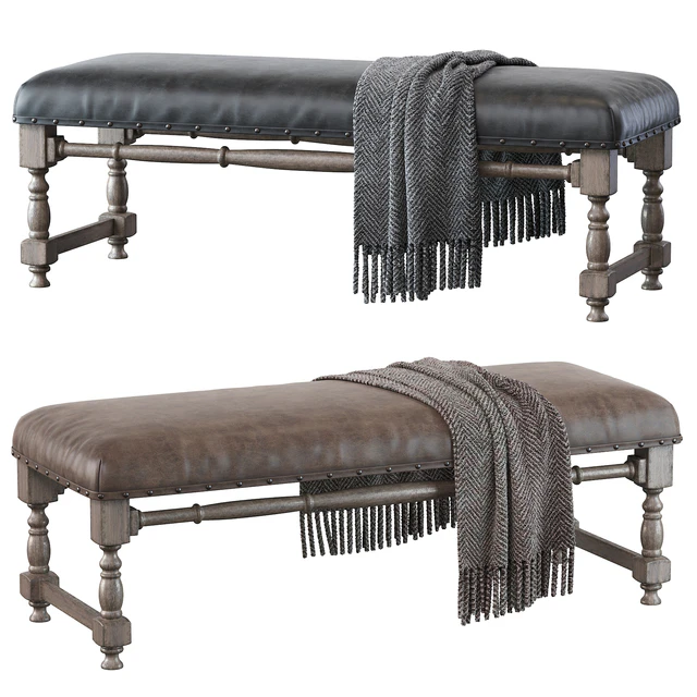 Light Gray Upholstered Accent Bench — Descargar