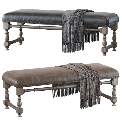 Light Gray Upholstered Accent Bench — Ver 1